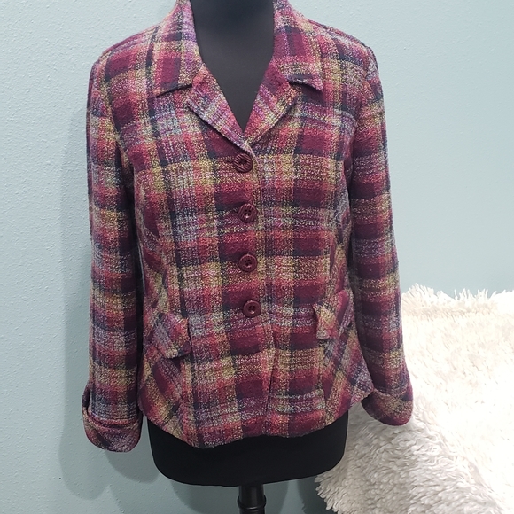 Christopher & Banks Jackets & Blazers - Womens CHRISTOPHER BANKS Plaid Button Jacket with Lapels